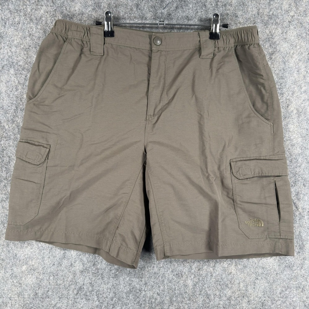The North Face Cargo Shorts Mens Large 36 Brown Nylon Elastic Waist Pockets